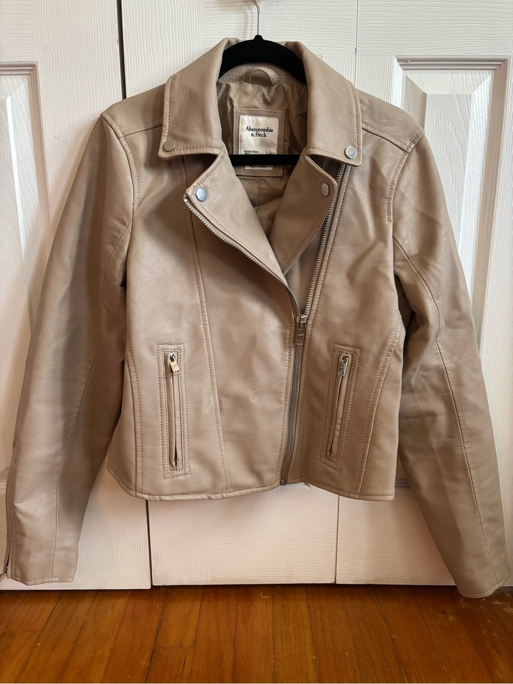 Abercrombie & Fitch Tan Vegan Leather Moto Jacket